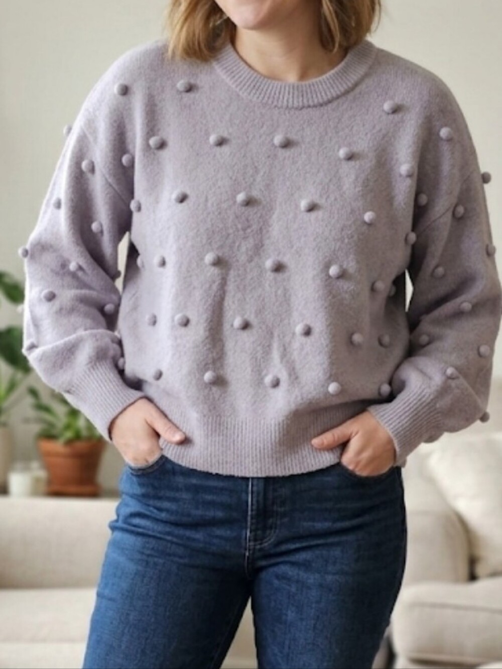Madewell Brockton Bobble Wool Pom Pom Cozy Chic Casual Crewneck Sweater Size XXS - Picture 2 of 9